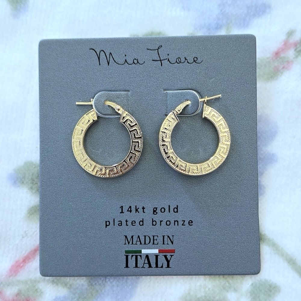 Mia Fiore Gold💛 Greek🇬🇷 Key🔑 Hoop Earrings - Picture 16 of 16